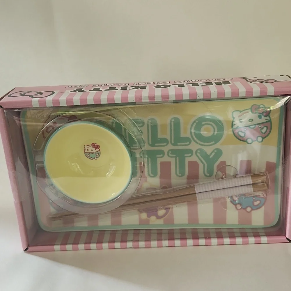 Hello Kitty Ceramic Sushi Plate Set NWT